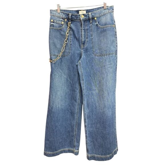 GAP x cultโgaia High Rise Stride Chain Jeans sz 30/10 Indigo - Picture 7 of 15